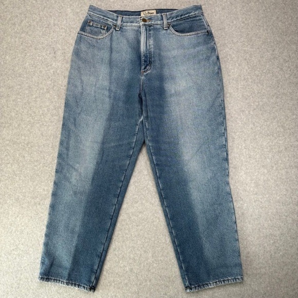 VTG L.L.Bean Original Fit Relaxed Fleece Lined Jeans Womens‎ 16 Petite Faded